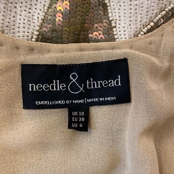 Needle & Thread Beige Sequin Dress, US6 - Picture 10 of 10